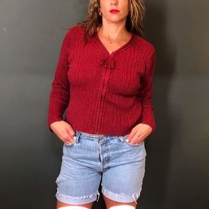 & Trousers Red Zip Up Sweater for Women